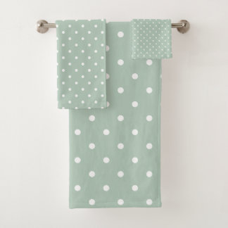 Witte polka dot groen bad handdoek
