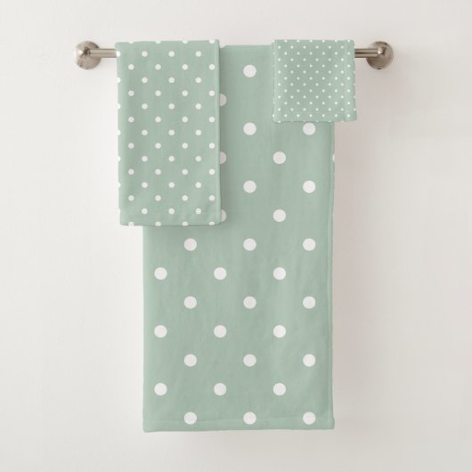 Witte polka dot groen bad handdoek (Insitu)