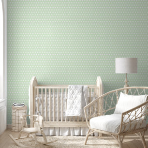 Witte Polka Dot op Bord Groen Patroon Behang