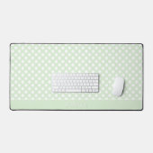 Witte Polka Dot op Bord Groen Patroon met Naam Bureaumat (Keyboard & Muis)
