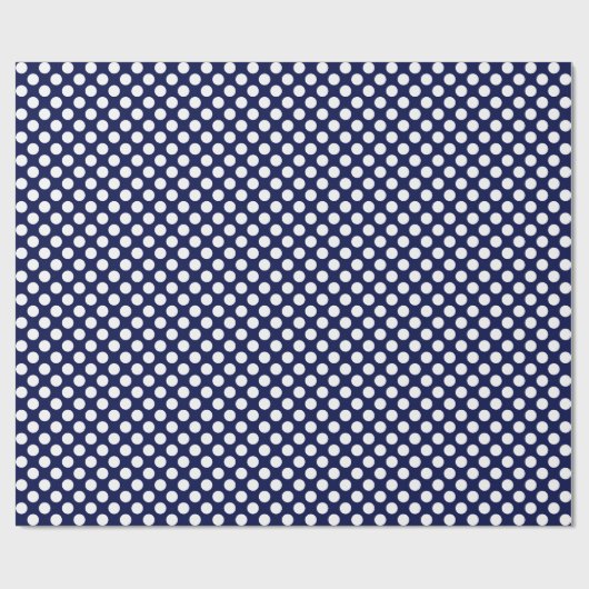 Witte Polka Dot op marineblauw inpakpapier (Vlak)