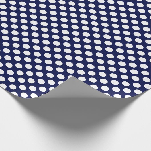 Witte Polka Dot op marineblauw inpakpapier (Hoek)