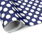 Witte Polka Dot op marineblauw inpakpapier (Rol Hoek)