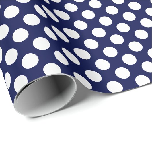 Witte Polka Dot op marineblauw inpakpapier (Rol Hoek)