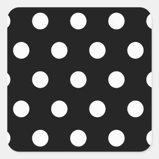 Witte Polka Dot op Zwarte Sticker (Voorkant)