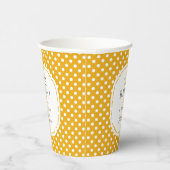 Witte Polka Dot Patroon Oh Baby shower Mosterd Papieren Bekers (Rechts)