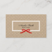 Witte polka dot rode lint sociale media kraft visitekaartje (Voorkant)