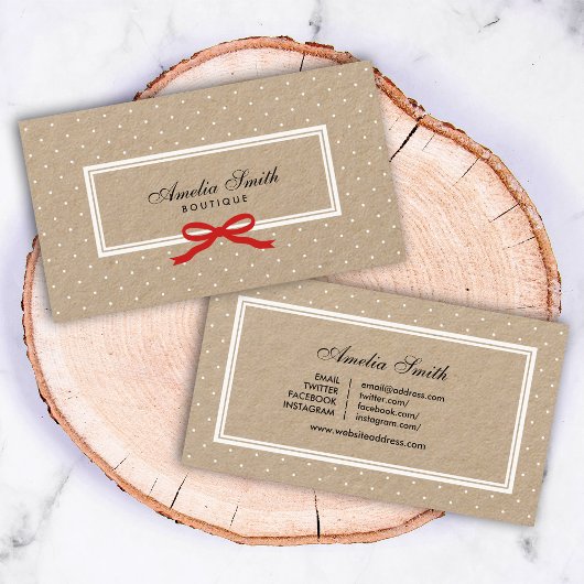 Witte polka dot rode lint sociale media kraft visitekaartje