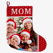 witte polka dot sneeuw familie foto mam grote kerstsok (Voorkant)