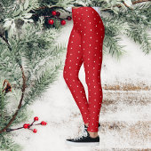 Witte polka dot sneeuw rode kerst leggings