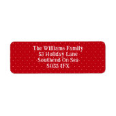 witte polka dot sneeuw rood en wit retouradres etiket (Voorkant)