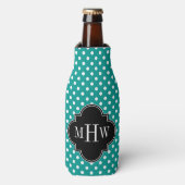 Witte Polka Dots 3I monogram Flesjeskoeler (Fles Voorkant)