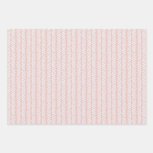 Witte Polka Dots Chevron Strepen Perzik Blush Roze Inpakpapier Vel (Voorkant 3)