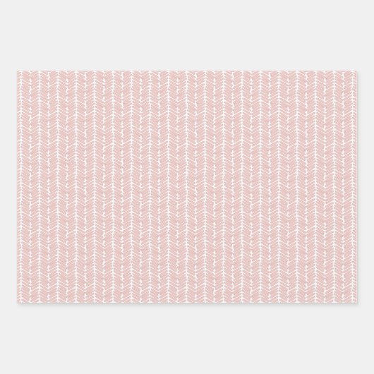 Witte Polka Dots Chevron Strepen Perzik Blush Roze Inpakpapier Vel (Voorkant 2)