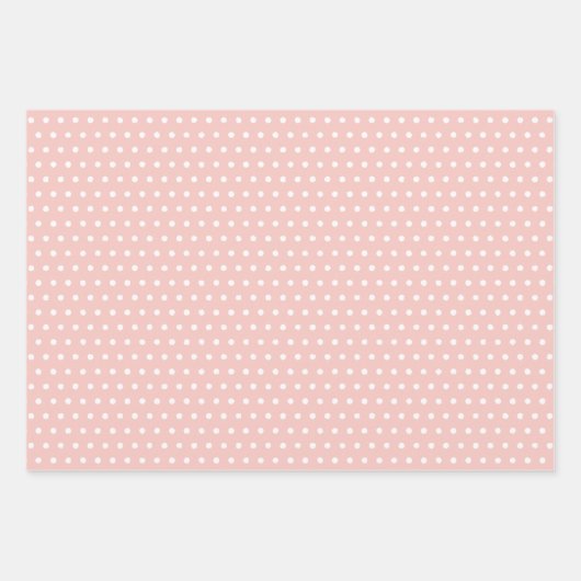 Witte Polka Dots Chevron Strepen Perzik Blush Roze Inpakpapier Vel (Voorkant)