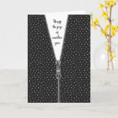 Witte Polka Dots met Rits voor Verjaardag Kaart (Gele Bloem)