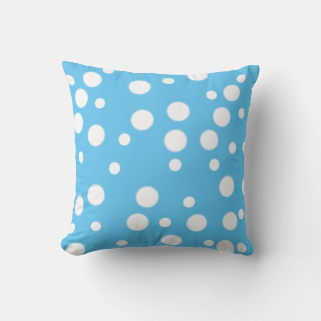 Witte Polka Dots op Blauwe Omkeerbare Kussens (Voorkant)