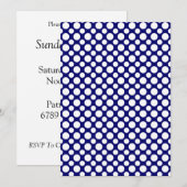 Witte Polka Dots op Blauwe Uitnodiging Sjabloon (Voorkant / Achterkant)