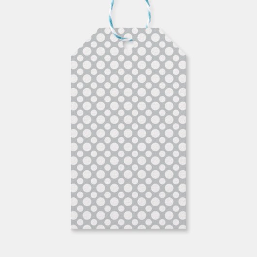 Witte Polka Dots op Grijs Custom Dank u Label Cadeaulabel (Achterkant)