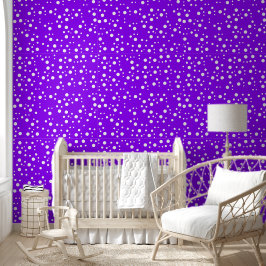 Witte Polka Dots op Helder Elektrisch Violet Behang