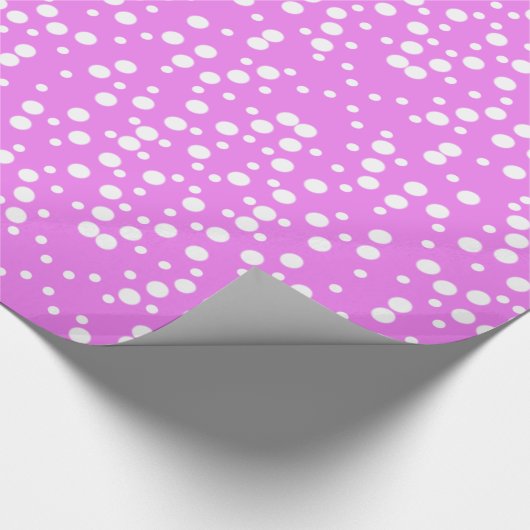 Witte Polka Dots op Lavendel Roze Verpakkingsdocum Cadeaupapier (Hoek)