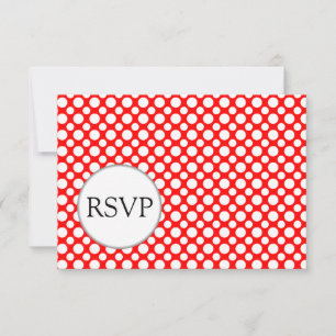 Witte Polka Dots op Rode Bewerkbare RSVP-Kaarten RSVP Kaartje