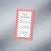Witte Polka Dots op Rood Custom Visitekaartje Magnetisch Visitekaartje (Voorbeeld)