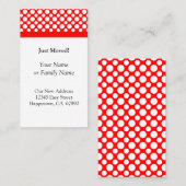 Witte Polka Dots op Rood Net Bewogen Aangepaste Ka Visitekaartje (Voorkant / Achterkant)