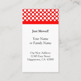 Witte Polka Dots op Rood Net Bewogen Aangepaste Ka Visitekaartje