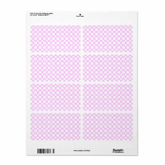 Witte Polka Dots op Roze Verzendlabel (Full Sheet)
