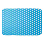Witte Polka Dots op Sky Blue Retro Classic  Badmat (Voorkant)