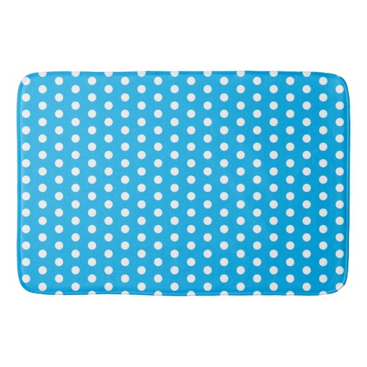 Witte Polka Dots op Sky Blue Retro Classic  Badmat (Voorkant)