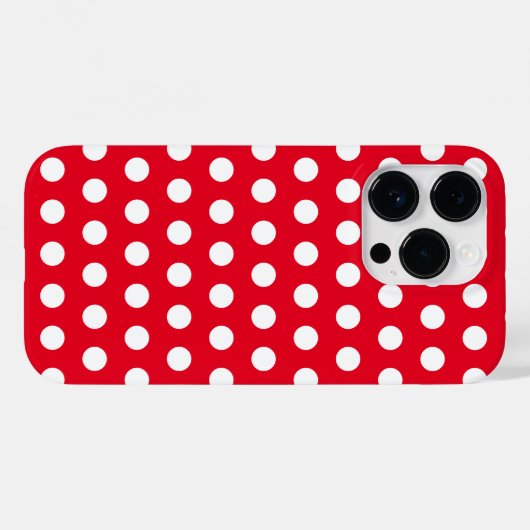 Witte Polka Dots Rode iPhone Case - Aangepaste kle (Achterkant (horizontaal))