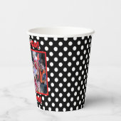 Witte Polka Dots - Rood accent Papieren Bekers (Achterkant)