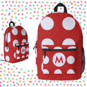 Witte Polka Dots Rood Monogram op Rood Fractaal Bedrukte Rugzak