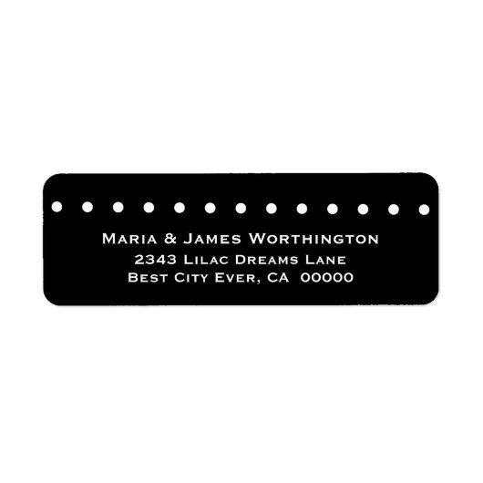 WITTE Polka Dots ZWARTE Achtergrond Bruiloft V037 Etiket (Voorkant)