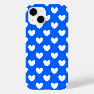 Witte polka harten blauw Case-Mate iPhone 14 hoesje