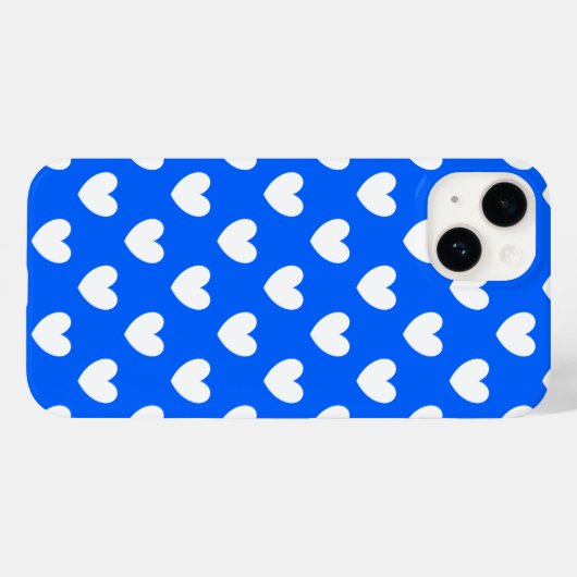 Witte polka harten blauw Case-Mate iPhone case (Achterkant (horizontaal))
