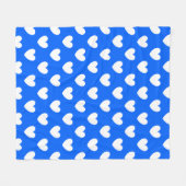 Witte polka harten blauw fleece deken (Voorkant (Horizontaal))