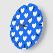 Witte polka harten blauw grote klok (Hoek)