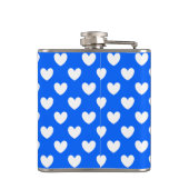 Witte polka harten blauw heupfles (Achterkant)