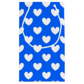 Witte polka harten blauw klein cadeauzakje (Achterkant)