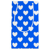 Witte polka harten blauw klein cadeauzakje (Voorkant)