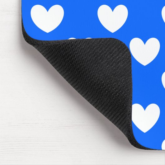 Witte polka harten blauw muismat (Hoek)