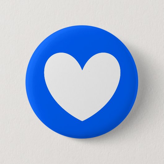 Witte polka harten blauw ronde button 5,7 cm (Voorkant)