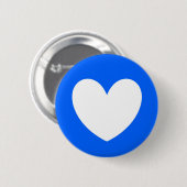 Witte polka harten blauw ronde button 5,7 cm (Voorkant /achterkant)
