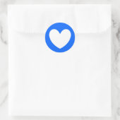 Witte polka harten blauw ronde sticker (Tas)