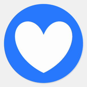 Witte polka harten blauw ronde sticker
