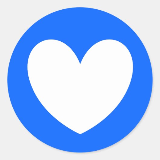 Witte polka harten blauw ronde sticker (Voorkant)