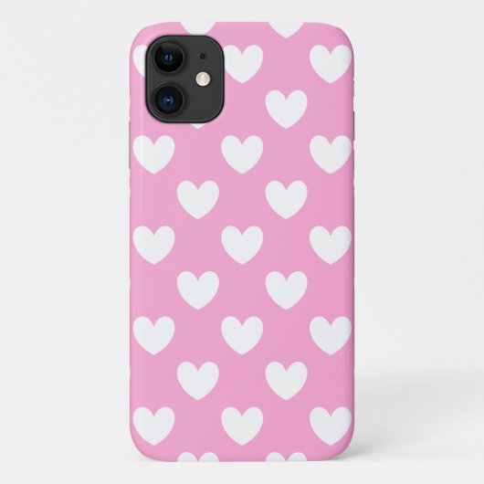 Witte polka harten op Cotton Candy Roze Case-Mate iPhone Case (Achterkant)